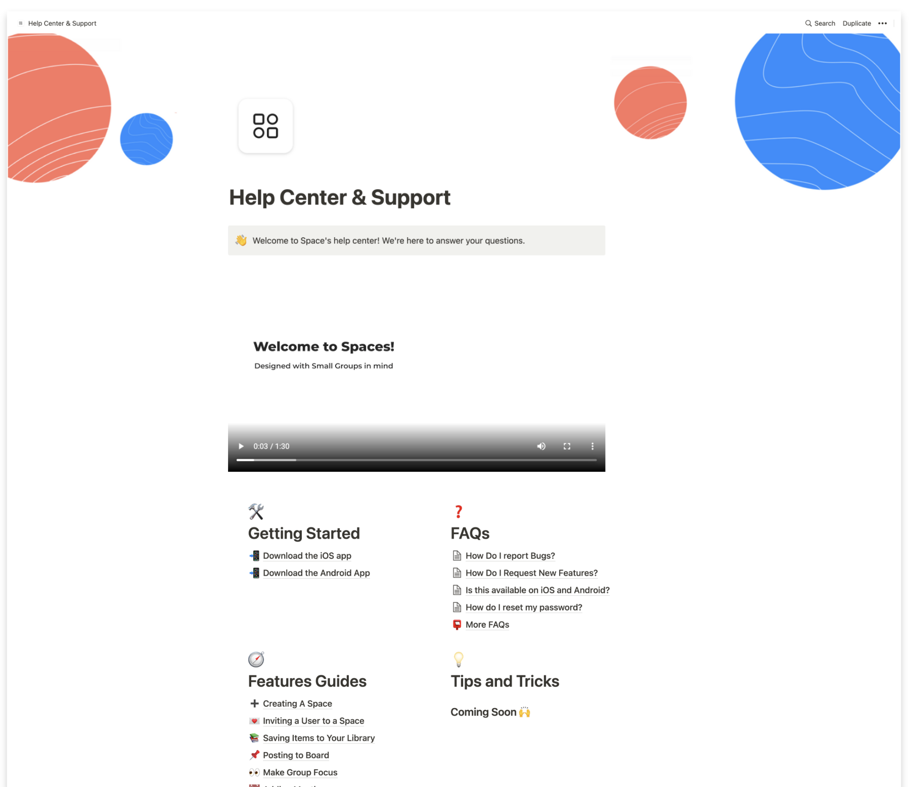 Help Center walkthrough