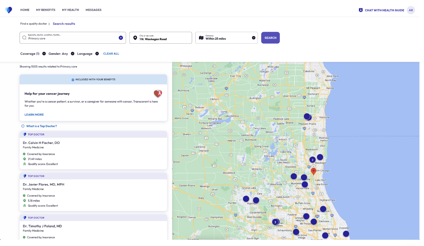 Transcarent find a doctor web experience